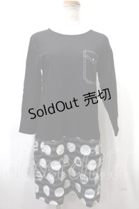 MINT NeKO / ドット切替ロングカットソー  黒 Y-25-02-09-041-HN-TO-AS-ZY