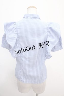 画像2: axes femme POETIQUE / ロゴ刺繍ボウタイブラウス M ブルー Y-25-02-13-065-AX-BL-SZ-OS