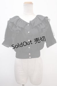 axes femme POETIQUE / フリルデザインクロップドブラウス M 黒 Y-25-02-13-067-AX-BL-SZ-ZI