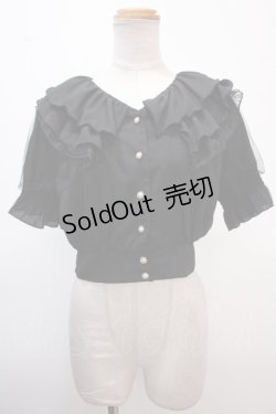 画像1: axes femme POETIQUE / フリルデザインクロップドブラウス M 黒 Y-25-02-13-067-AX-BL-SZ-ZI