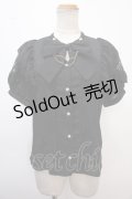 axes femme POETIQUE / リボン付スタンド襟フリルブラウス M 黒 Y-25-02-13-068-AX-BL-SZ-OS