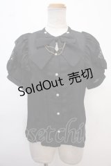 axes femme POETIQUE / リボン付スタンド襟フリルブラウス M 黒 Y-25-02-13-068-AX-BL-SZ-OS