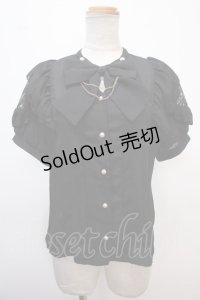 axes femme POETIQUE / リボン付スタンド襟フリルブラウス M 黒 Y-25-02-13-068-AX-BL-SZ-OS