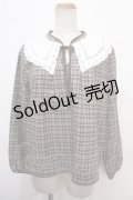 axes femme POETIQUE / レース襟チェックレトロブラウス M 茶 Y-25-02-13-076-AX-BL-SZ-ZT069