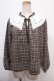 画像1: axes femme POETIQUE / レース襟チェックレトロブラウス M 茶 Y-25-02-13-076-AX-BL-SZ-ZT069 (1)