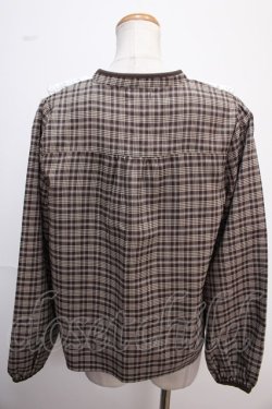 画像2: axes femme POETIQUE / レース襟チェックレトロブラウス M 茶 Y-25-02-13-076-AX-BL-SZ-ZT069