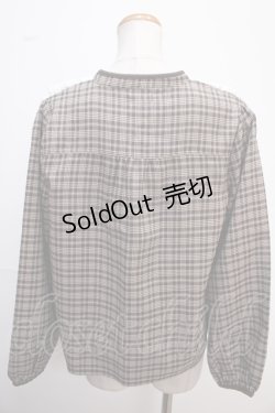 画像2: axes femme POETIQUE / レース襟チェックレトロブラウス M 茶 Y-25-02-13-076-AX-BL-SZ-ZT069