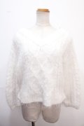 axes femme POETIQUE / フェザーニットトップス M 白 Y-25-02-13-105-AX-TO-SZ-ZT312