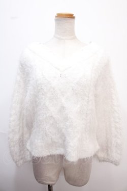 画像1: axes femme POETIQUE / フェザーニットトップス M 白 Y-25-02-13-105-AX-TO-SZ-ZT312