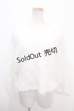 画像1: axes femme POETIQUE / フェザーニットトップス M 白 Y-25-02-13-105-AX-TO-SZ-ZT312