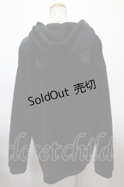 画像2: KRY CLOTHING / 「歪み」クマ耳ライトボアBIGパーカー ワンサイズ ブラック×パープル Y-25-02-13-125-EL-JA-SZ-ZT095