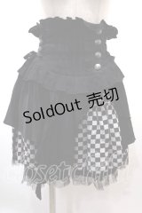ALGONQUINS / カマーベルト付市松シフォンスカート F 黒×白 Y-25-02-13-129-AL-SK-SZ-ZY