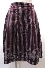 画像1: 【SALE】axes femme POETIQUE / グログランテープレジメンタルフレアスカート M ワイン Y-25-02-13-147-AX-SK-SZ-ZH (1)