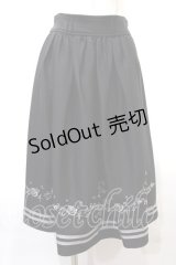 axes femme POETIQUE / アクアマリン透かし刺繍スカート M 黒 Y-25-02-13-160-AX-SK-SZ-ZY