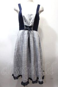 axes femme POETIQUE / チェックバイカラーキャミワンピース M 紺 Y-25-02-13-174-AX-OP-SZ-OS