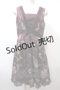 axes femme / ベロア切替リボン柄チュニック M ワイン Y-25-02-13-179-AX-OP-SZ-ZI