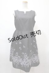 axes femme / パネルフラワー柄ワンピース M 黒 Y-25-02-13-188-AX-OP-SZ-ZI