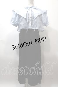 axes femme POETIQUE / シアーブラウスセットワンピース  黒×サックス Y-25-02-13-193-AX-OP-SZ-OS