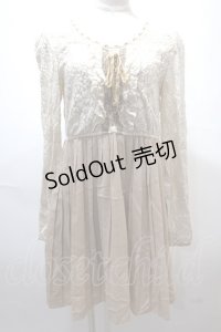 axes femme / 起毛レースプリーツ切替ワンピース M 生成り Y-25-02-13-205-AX-OP-SZ-ZT388