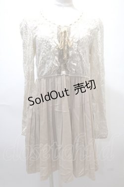 画像1: axes femme / 起毛レースプリーツ切替ワンピース M 生成り Y-25-02-13-205-AX-OP-SZ-ZT388