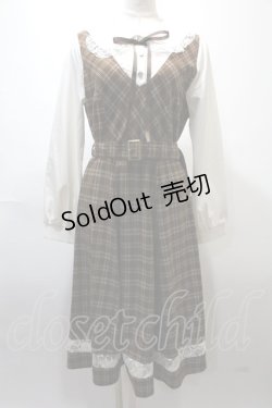 画像1: axes femme POETIQUE / レイヤードデザインワンピース  茶 Y-25-02-13-206-AX-OP-SZ-ZT313