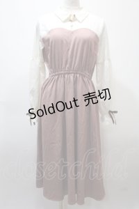axes femme / チェックビスチェ切り替えワンピース  ピンク Y-25-02-13-208-AX-OP-SZ-ZI