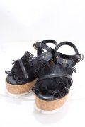 axes femme / プリーツチュール厚底サンダル M 黒 Y-25-02-13-003-AX-SH-SZ-ZY