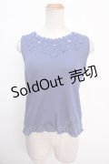 axes femme / 吸水速乾モチーフレースタンク M 青 Y-25-02-16-106-AX-TO-SZ-OS