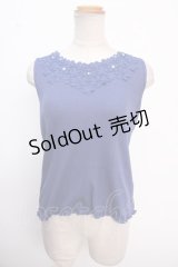 axes femme / 吸水速乾モチーフレースタンク M 青 Y-25-02-16-106-AX-TO-SZ-OS
