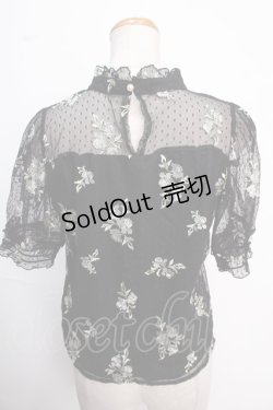 画像2: axes femme / 袖チュール刺繍プルオーバー M 黒 Y-25-02-16-137-AX-TO-SZ-OS
