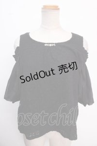 axes femme POETIQUE / 肩あきパフ袖総レースプルオーバー M 黒 Y-25-02-16-138-AX-TO-SZ-OS