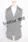 axes femme kawaii / ストライプロングベスト M 黒 Y-25-02-16-143-AX-JA-SZ-ZY