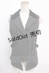 axes femme kawaii / ストライプロングベスト M 黒 Y-25-02-16-143-AX-JA-SZ-ZY