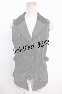 axes femme kawaii / ストライプロングベスト M 黒 Y-25-02-16-143-AX-JA-SZ-ZY