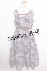 axes femme / ヴィンテージマップ柄ワンピ M 紺 Y-25-02-16-149-AX-OP-SZ-OS