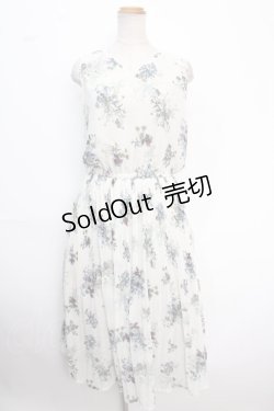 画像1: axes femme / 花柄プリーツノースリワンピース M 生成り Y-25-02-16-151-AX-OP-SZ-OS