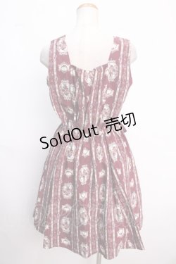 画像2: axes femme POETIQUE / バラフレームストライプワンピース M ワイン Y-25-02-16-153-AX-OP-SZ-OS