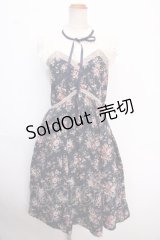 axes femme / ばら柄ノースリワンピース M 紺 Y-25-02-16-159-AX-OP-SZ-OS