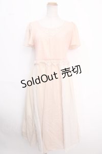axes femme / シフォン切替ロングワンピース  ピンク Y-25-02-16-160-AX-BL-AS-OS