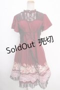 axes femme / フロントレースアップワンピース M ワイン Y-25-02-16-162-AX-OP-SZ-ZI