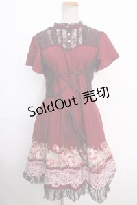 axes femme / フロントレースアップワンピース M ワイン Y-25-02-16-162-AX-OP-SZ-ZI