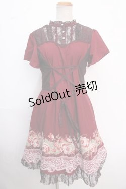 画像1: axes femme / フロントレースアップワンピース M ワイン Y-25-02-16-162-AX-OP-SZ-ZI