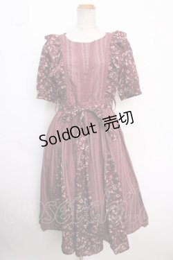 画像1: axes femme / パッチワーク柄フリルワンピ M ワイン Y-25-02-16-167-AX-OP-SZ-OS