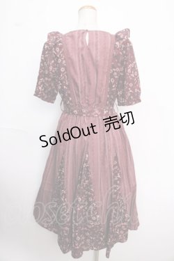 画像2: axes femme / パッチワーク柄フリルワンピ M ワイン Y-25-02-16-167-AX-OP-SZ-OS