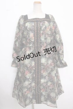 画像1: axes femme NOSTALGIE / オーガンジープリントワンピ M 黒 Y-25-02-16-169-AX-OP-SZ-OS