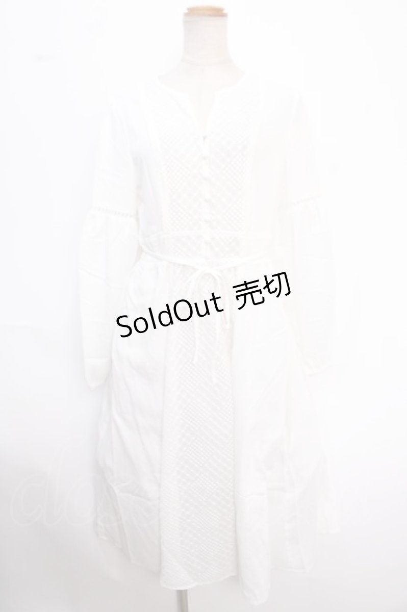 画像1: 【SALE】axes femme / シフォンレース切替ワンピース M 生成り Y-25-02-16-189-AX-OP-SZ-ZT258 (1)