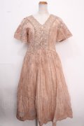 axes femme NOSTALGIE / オーガンジー刺繍ワンピース M キャメル Y-25-02-16-206-AX-OP-SZ-ZI