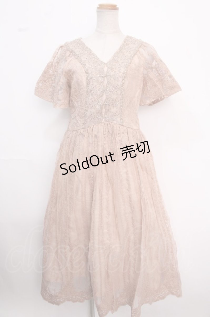 画像1: 【SALE】axes femme NOSTALGIE / オーガンジー刺繍ワンピース M キャメル Y-25-02-16-206-AX-OP-SZ-ZH (1)