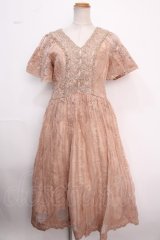 axes femme NOSTALGIE / オーガンジー刺繍ワンピース M キャメル Y-25-02-16-206-AX-OP-SZ-ZI