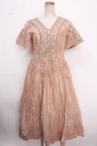 axes femme NOSTALGIE / オーガンジー刺繍ワンピース M キャメル Y-25-02-16-206-AX-OP-SZ-ZI